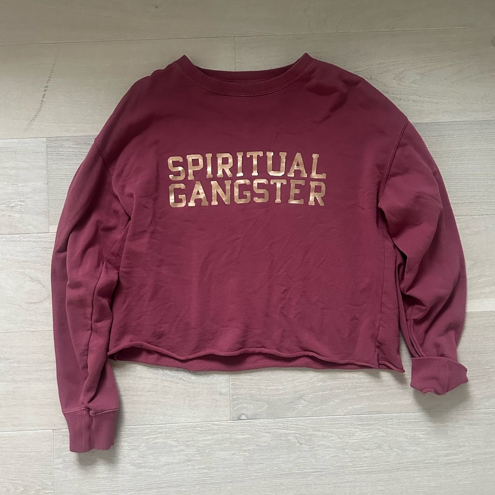 SPIRITUAL GANGSTER MAUVE IZZY CROP SWEATSHIRT